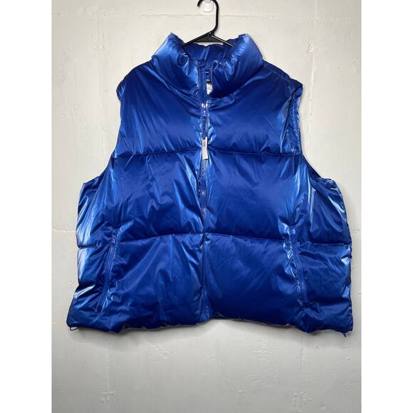 NEW Old Navy 4X Blue Puffer Vest Metallic - Picture 1 of 6